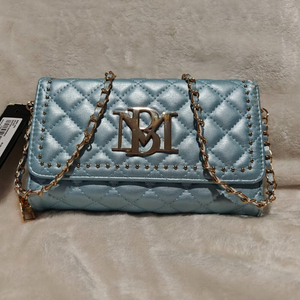 Badgley Mischka Detachable Crossbody Wallet Baby Blue w/ Gold